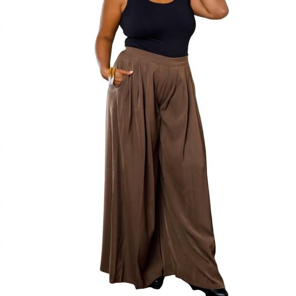 NEW MULLA women's pleated pants in brown - Picture 1 of 2
